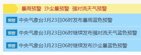 中央气象台7月23日06时继续发布强对流天气黄色预警