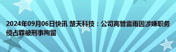 被取保候审！涉嫌职务侵占！楚天科技"90后"高管宣布辞职