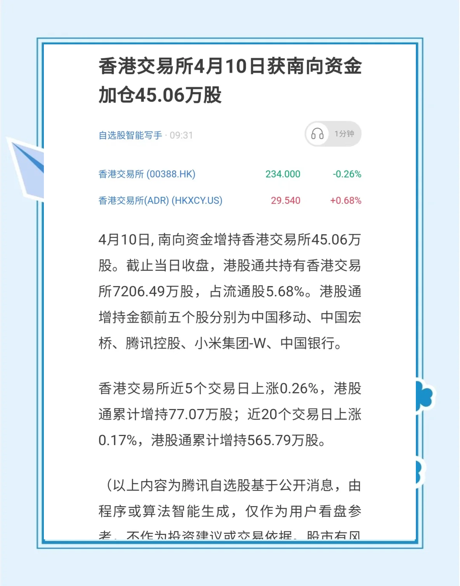 南向资金今日净买入55.09亿港元