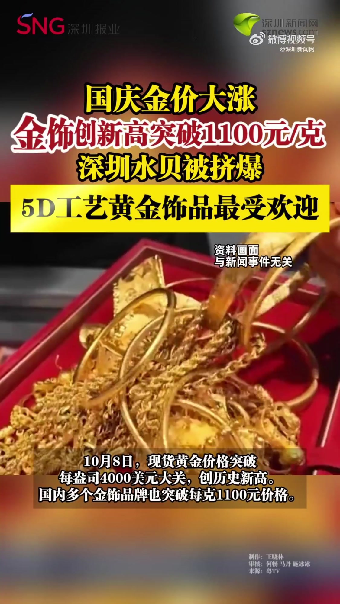 金价巨震背后的深圳水贝市场： 金饰消费升温 黄金料商变谨慎